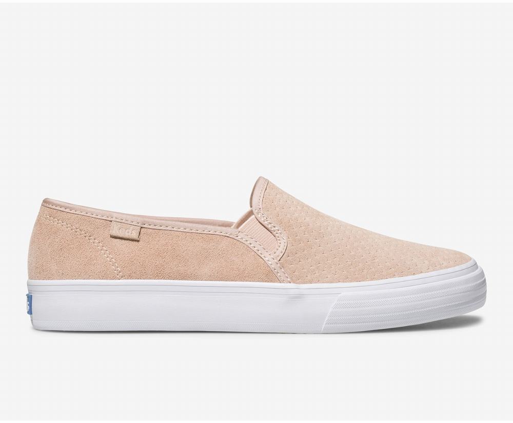 Women's Keds Double Decker Perf Suede Slip Ons Pink 1465238QR - South Africa